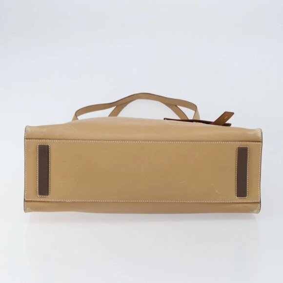 PRADA Tote Bag Leather Beige Silver Auth bs31380 - Picture 9 of 16